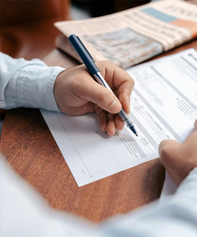 middle aged couple meeting with notary